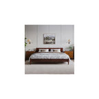 Aria King Solid Wood Modern Low Profile Platform Bed, Walnut