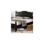 Full Size Black Wood Bed Frame with Vintage Headboard, Gothic Style Wooden Platform Full Bed with Wood Slat Support, Retro Black Bed Frame for Bedroom Guest Room, Easy Assembly
