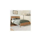 Full Size Pinewood Platform Bed, Modern Bed Frame with Tall Headboard, Solid Bedframe Full-Size for Bedroom Guest Room, Wood Slat Support, No Box Spring Needed, Easy Assembly, Brown