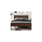 14 Inch King Size Metal Platform Bed Frame with Wooden Headboard and Footboard, Mattress Foundation, No Box Spring Needed, Large Under Bed Storage, Mahogany