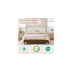 Queen Size Platform Bed, with Boucle Upholstered Headboard, Walnut