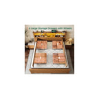 Queen Bed Frame with Headboard and Storage,4 Drawers,Brown