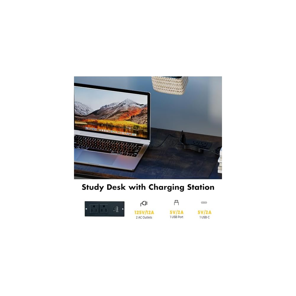 Full Size Loft Bed with Desk, Stairs & LED Light, Metal Gaming Loft Bed Frame with Headboard, Safety Guardrails, Charging Station, Closet & Fabric Drawers, Space Saving, Black & Burnt Wood