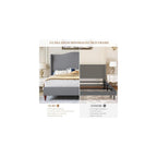 Queen Size Upholstered Bed Frame with 51'' Tall Headboard, Grey
