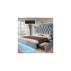 King Size Bed Frame with 4 Storage Drawers and RGB LED Lights