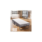 Folding Bed with Memory Foam Mattress Portable Rollaway Guest Beds on Wheels, 75"x31" Twin Size Space-Saving Cot-Size Bed for Adults with Easy Assembly Metal Frame (White)