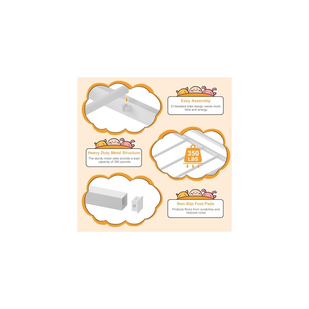 Loft Bed Twin Size with Stairs and Guard, White