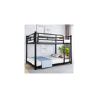 Metal Bunk Bed, Full Over Full Bunk Beds with Removable Wide Ladder and Full-Length Guardrails, Low Bunk Bed Frame with Mute Design for Undisturbed Sleep for Adults, Kids and Young Teens