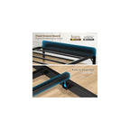 Bed Frame Twin Size with Charging Station and LED Lights, Upholstered Storage Headboard with 4 Drawers, Heavy Duty Metal Slats, Noise Free, Easy Assembly, No Box Spring Needed