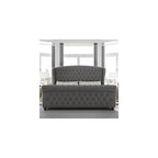 Queen Size Upholstered Sleigh Bed Frame with Wingback Headboard