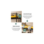 Twin Over Twin Bunk Bed with Floor-Standing Ladder,Black