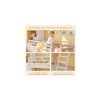 Loft Bed Twin Size with Stairs and Guard, White