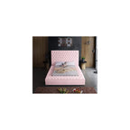 Bliss Collection Modern | Contemporary Velvet Upholstered Bed with Deep Button Tufting and Storage Compartments in Rails and Footboard, Pink, Queen
