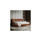 Panthera Bed Frame with Headboard Solid Wood Platform Bed, Artisan Signature High Headboard Wood Bed Non-Slip and Noise-Free Support All Mattresses, King Bed Frame, Walnut
