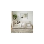 Full Size Upholstered Daybed with Headboard, Beige