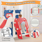 Babytronic Toddler Slide, 6 in 1 Kids Indoor Slide for Toddlers 1-3, Kids Playground for Indoor Outdoor with Basketball Hoop and Telescope, Indoor Outdoor Slide Playset (Blue&amp;Red)