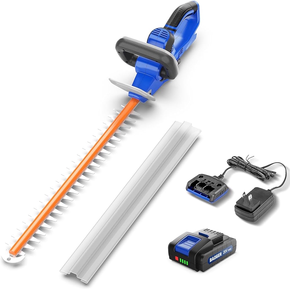 WILD BADGER POWER 20v Hedge Trimmer Upgrated, 22" Cordless with Guard &amp; Bumper, Lightweight, Powerful, 2.0AH Battery and Charger Included