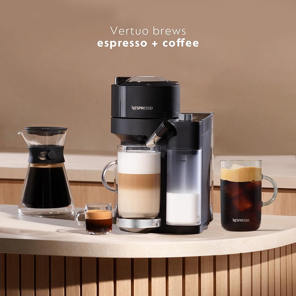 Nespresso Vertuo Lattissima Coffee and Espresso Maker by De'Longhi, Matte Black &amp; Glossy