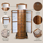 Hives &amp; Honey Antoinette Jewelry Armoire – Elegant Storage Organizer with Locking Top, Necklace Side Doors &amp; 7 Spacious Drawers, Walnut