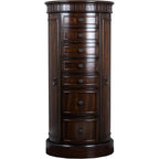 Hives and Honey Bailee Jewelry Armoire – Oval Shape Jewelry Organizer with 7 Drawers, Vanity Mirror, Ring Rolls &amp; Necklace Hooks – Walnut