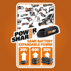 WORX WG261 22" 20V Cordless Hedge Trimmer, Battery &amp; Charger Included