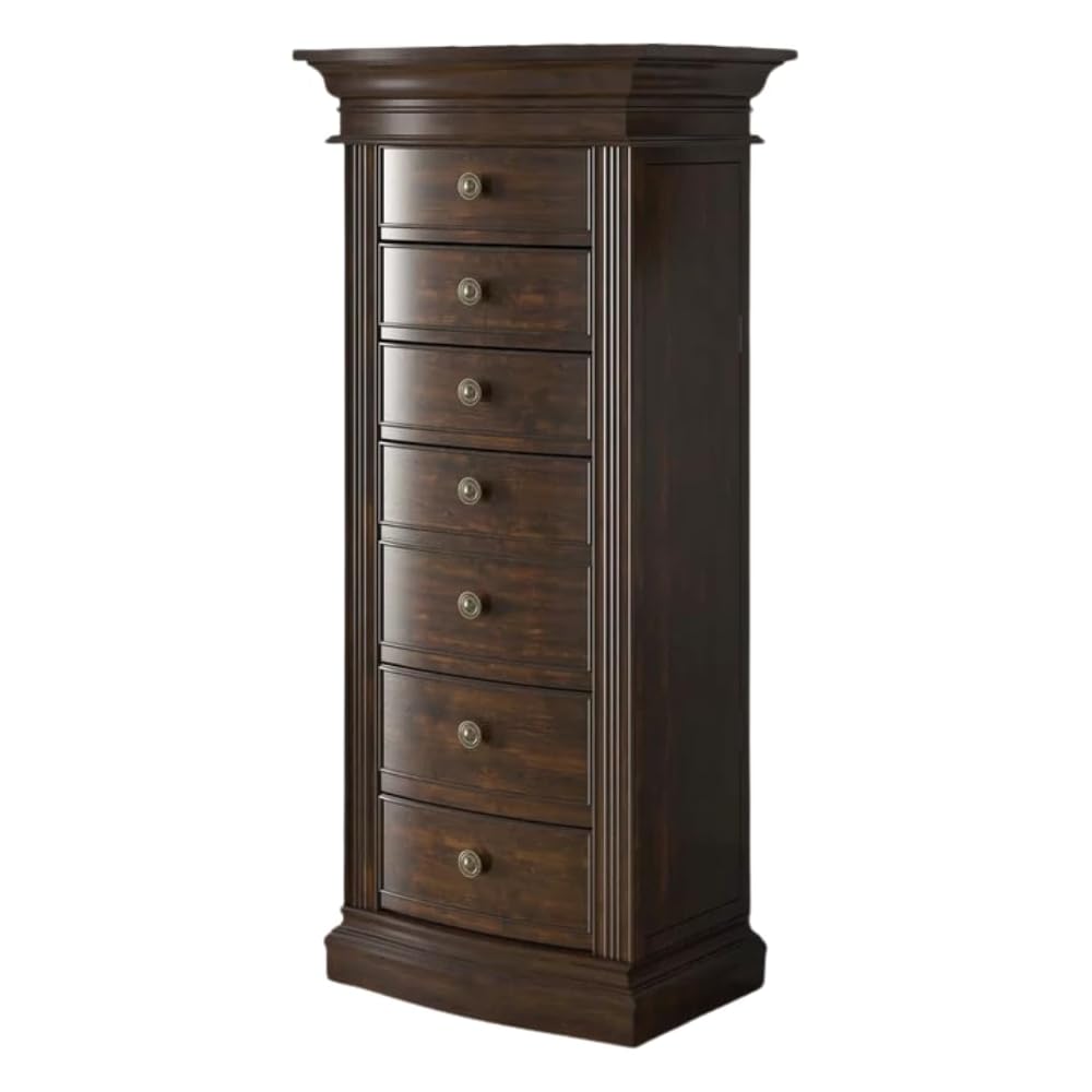 Hives and Honey Landry Standing Jewelry Armoire Cabinet – Jewelry Storage Organizer with Flip-Top Mirror, Side Doors, 7 Drawers, Necklace, Earring, and Bracelet Storage, Walnut
