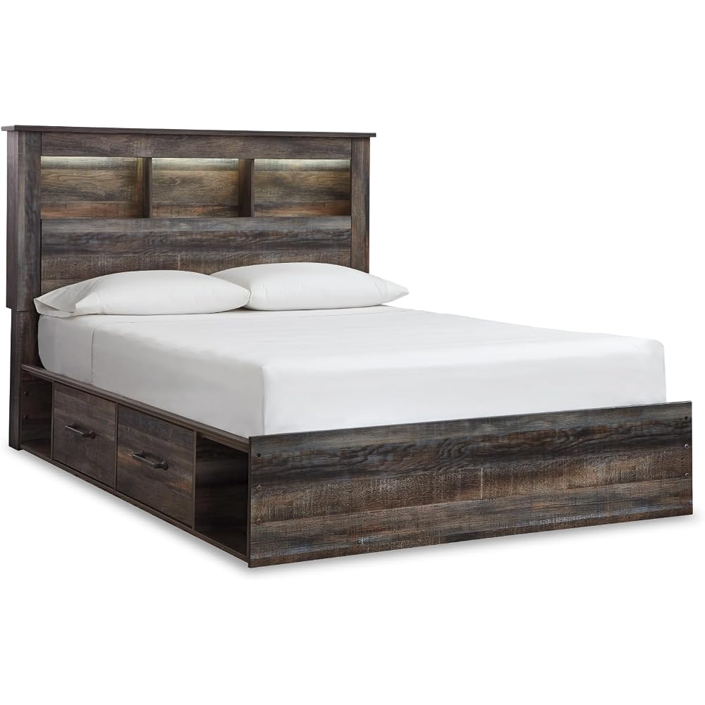 Queen Bookcase Bed with 4 Storage Drawers