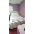 Queen Size Bed Frame with Velvet Upholstered Wingback Headboard