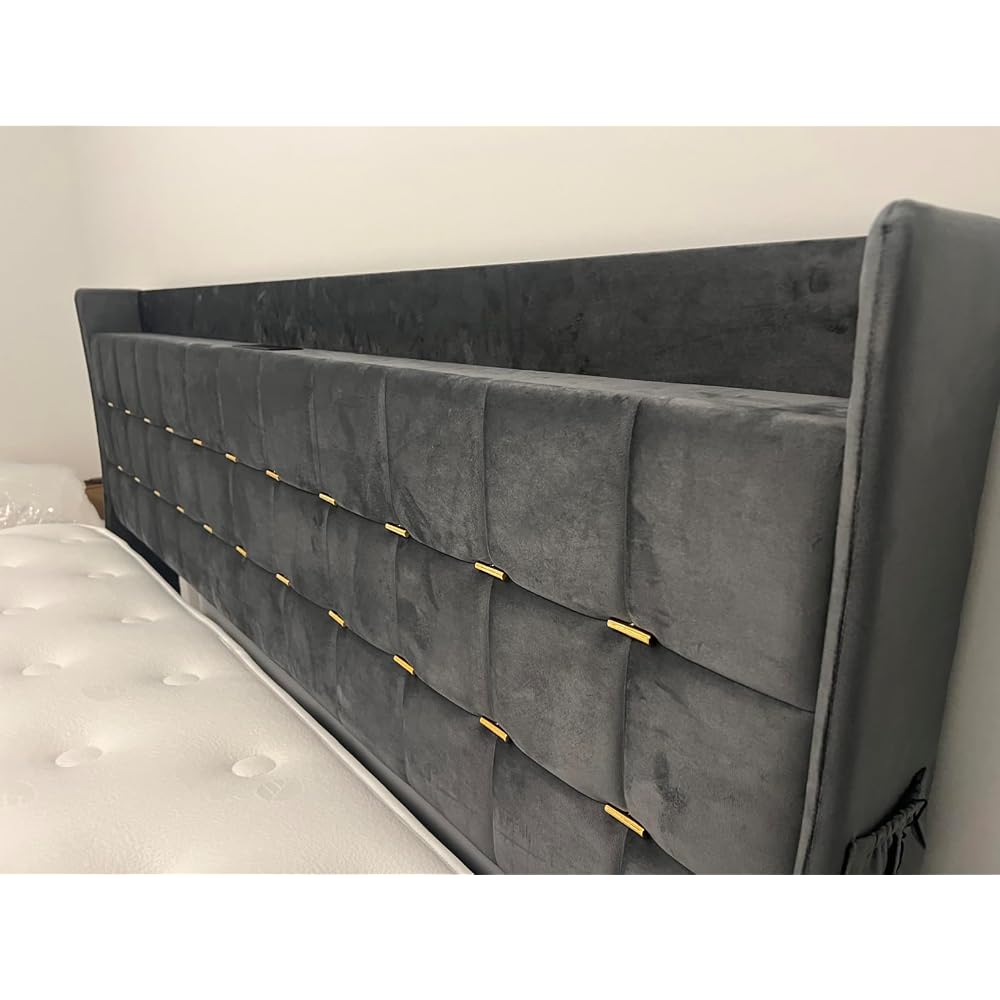 King Size Bed Frame with 4 Storage Drawers and RGB LED Lights