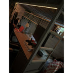 Bunk Bed Full Over Twin with Desk, Led Lights and Charging Station,Black