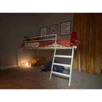 Loft Bed Twin Size with Stairs and Guard, White