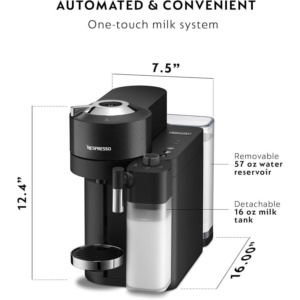 Nespresso Vertuo Lattissima Coffee and Espresso Maker by De'Longhi, Matte Black &amp; Glossy