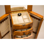Hives and Honey Henry IV Locking Jewelry Armoire with Charging Port, Oak