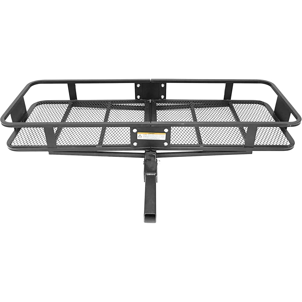 MaxxHaul 70103 500 lb. Capacity Steel Hitch Mount Folding Cargo Carrier Mesh Basket Fits 2 inch Hitch Receiver 60 x 21 x 6.5 in For Car SUV Pickup Truck Van Camping Traveling