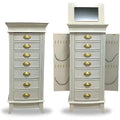 HIVES &amp; HONEY Holly Organizer Storage 7 Drawers Bronze Shaker Hardware Jewelry Armoire, 40" X 18" X 12", White