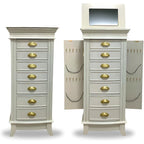 HIVES &amp; HONEY Holly Organizer Storage 7 Drawers Bronze Shaker Hardware Jewelry Armoire, 40" X 18" X 12", White
