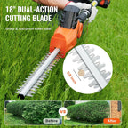 VEVOR Pole Cordless Hedge Trimmer, 20V Electric Bush Trimmer Kit with 18 inch Double-Edged Steel Blade, 74"-94" Telescoping Design for High Branches(2.0Ah Battery &amp; Fast Charger Included)