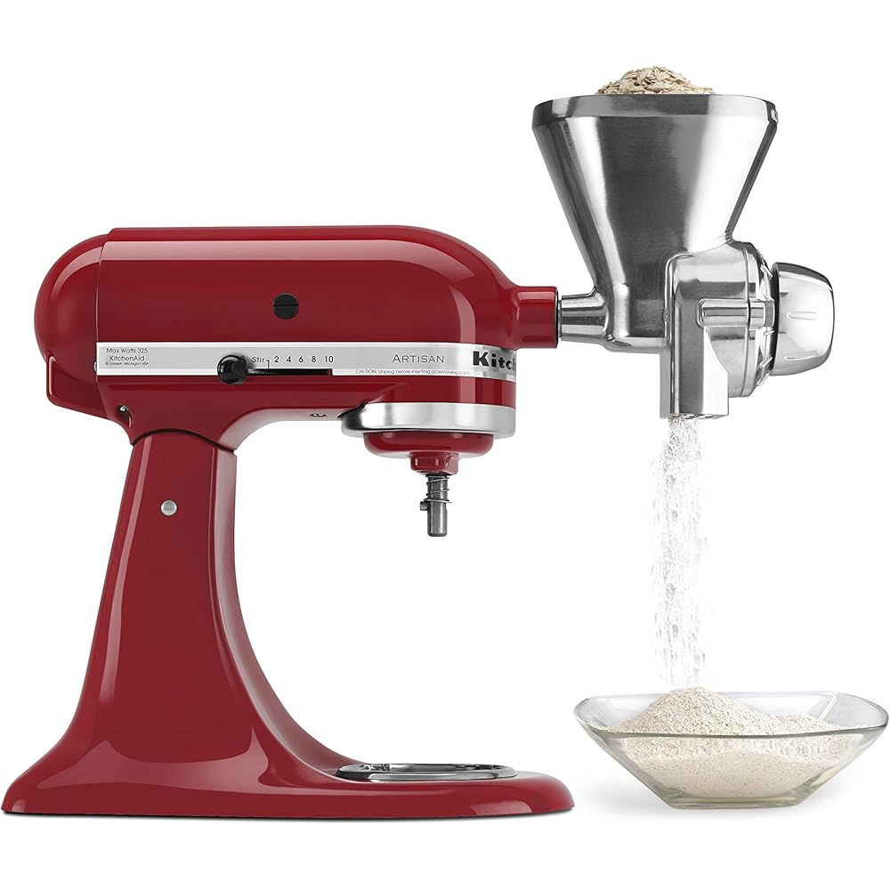 KitchenAid KGM All Metal Grain Mill Attachment &amp; Fresh Prep Slicer/Shredder Attachment, White