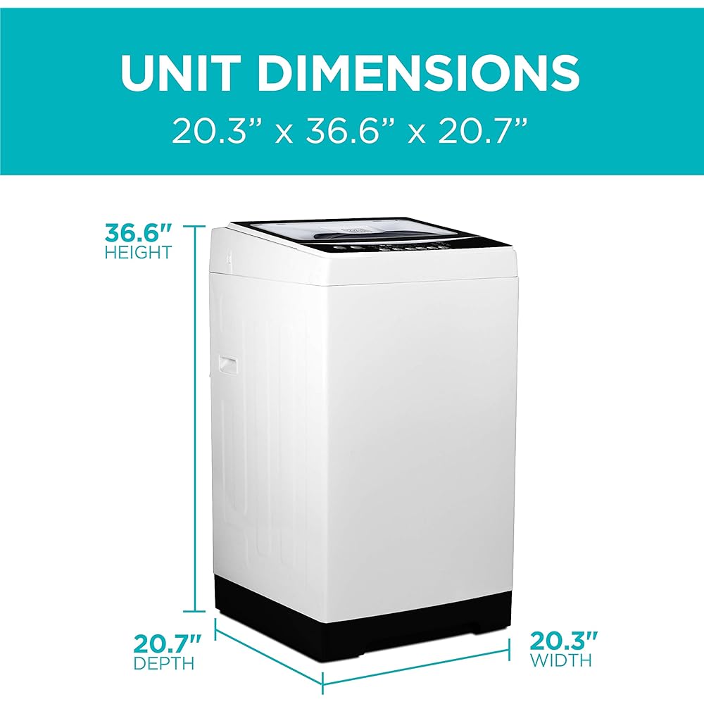 BLACK+DECKER Small Portable Washer, Washing Machine for Household Use, Portable Washer 1.7 cu.Ft with 8 Cycles, Transparent Lid &amp; LED Display