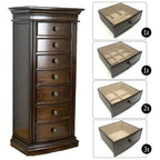 Hives and Honey Landry Standing Jewelry Armoire Cabinet – Jewelry Storage Organizer with Flip-Top Mirror, Side Doors, 7 Drawers, Necklace, Earring, and Bracelet Storage, Walnut
