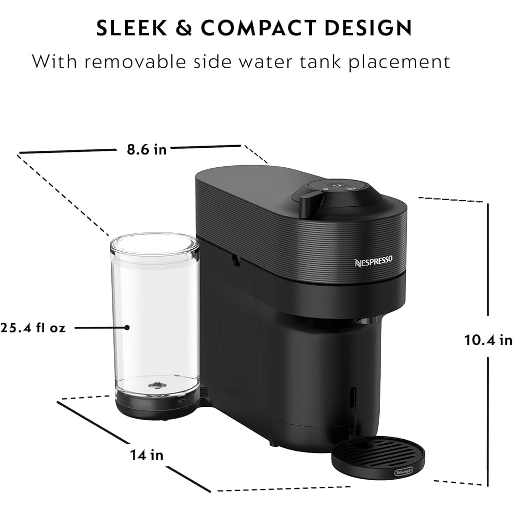 Nespresso Vertuo Pop+ Coffee and Espresso Machine by De'Longhi with Aeroccino Milk Frother, Liquorice Black