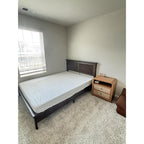 King Bed Frame with Headboard, Solid Wood Bed Frame King Size with Charging Station & RGB LED, Wood Slats Support, Noise-Free, Sturdy Structure, Easy Assembly, Mahogany