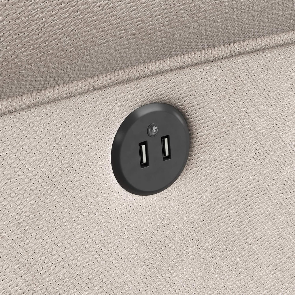 Storkcraft Serenity Glider Recliner Nursery Chair with USB Charging Port (Ivory) – Premium Upholstered Nursery Glider Recliner with Manual Recline Function, Dual USB Charging