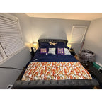 Queen Size Upholstered Sleigh Bed Frame with Wingback Headboard