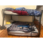 Metal Bunk Bed, Full Over Full Bunk Beds, Full Size Bunk Bed with Safety Guardrail and Ladder, Twin Bunk Beds, No Box Spring Needed, Noise Free for Apartment, Bedroom (Black)