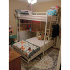 Bunk Bed Twin XL Over Twin with Desk,5 Storage Drawers and Charging Station