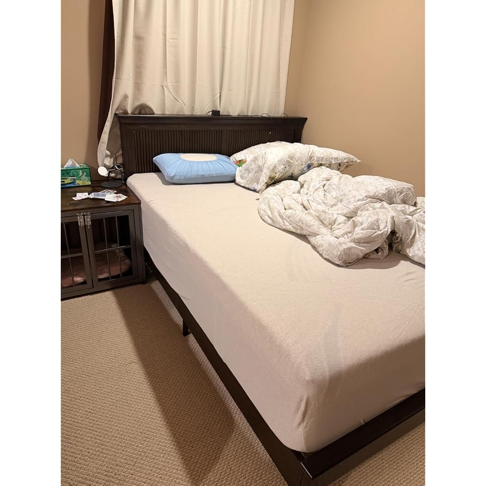 King Bed Frame with Headboard, Solid Wood Bed Frame King Size with Charging Station & RGB LED, Wood Slats Support, Noise-Free, Sturdy Structure, Easy Assembly, Mahogany