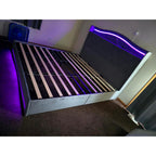 King Size Bed Frame with 4 Storage Drawers and RGB LED Lights