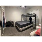 Metal Loft Bed Twin Size with Guardrail and Ladder,Black
