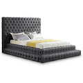 RevelGrey-Q Revel Collection Modern | Contemporary Grey Velvet Upholstered Bed with Deep Button Tufting, 85" W x 98" D x 60" H, Grey, Queen